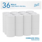 Scott Essential Coreless High-Capacity Standard Roll Toilet Paper 04007 - 1000 Sheets, 36 Rolls per Case
